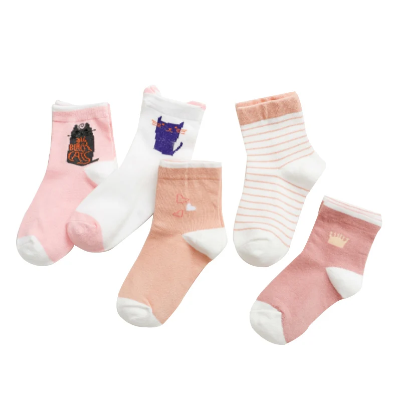 5 пар носков для маленьких мальчиков детские носки с героями мультфильмов для девочек; сезон осень-зима; Детская школьная спортивная одежда; Kawaii; цветная одежда для маленьких девочек - Цвет: S