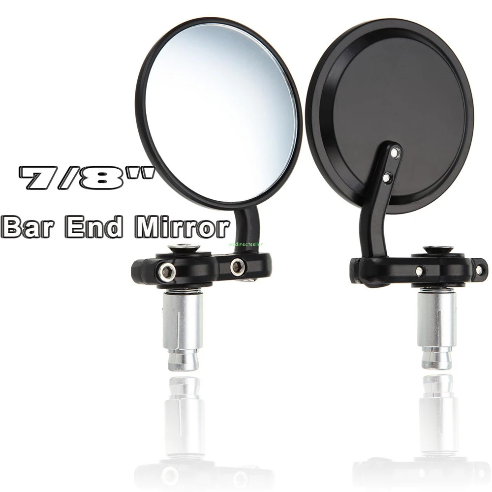 3.1" Mini Round Mirror 7/8" Handlebar Bar End Mirrors fits for Harley Davidson Dynain Side