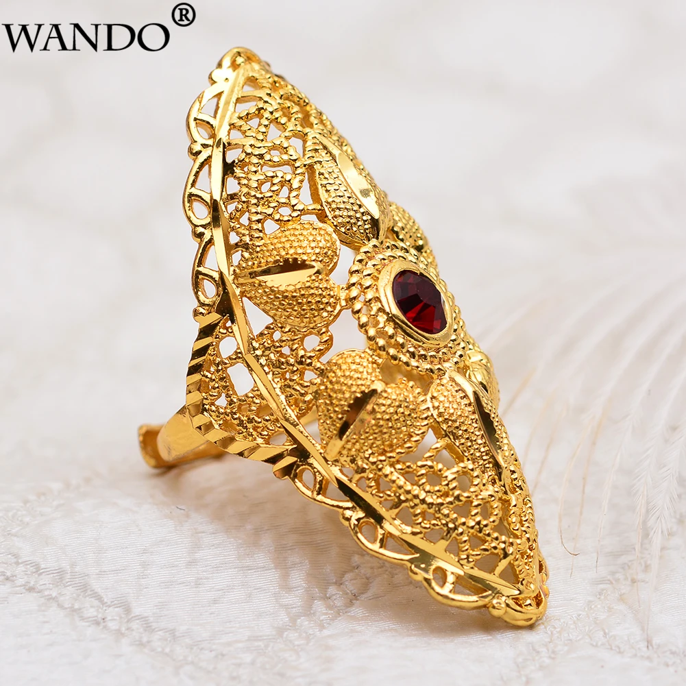 Wando 1 шт. Эфиопский Дубай камень золотого цвета кольцо Обручальные кольца для женщин Эритрея Африка модное кольцо Средний ювелирные изделия в восточном стиле подарок