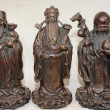 Bi003070 " Китайский Бронзовый Благословение Фу Лу Шоу 3 Маммона бессмертный Бог Дракон Жуи Малыш Набор