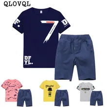 QLOVQL летняя одежда для мальчиков детская футболка для мальчиков Топ+ шорты, комплект со штанами детская одежда спортивный костюм для мальчиков комплекты одежды для мальчиков
