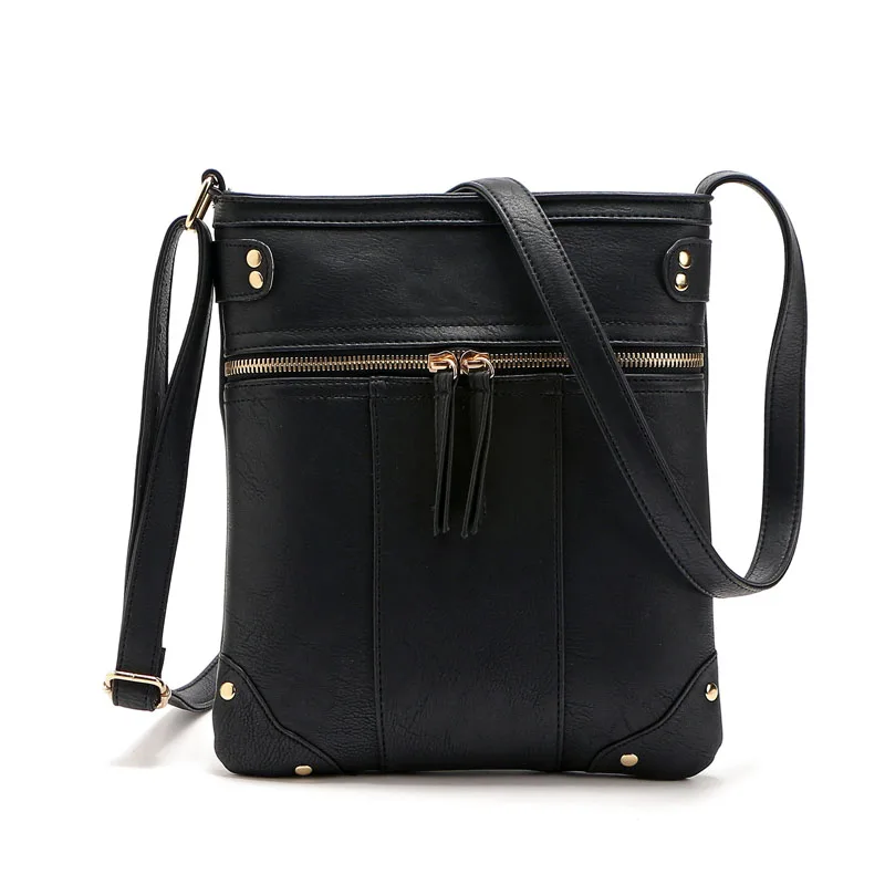 Модные дизайнерские женские сумки-мессенджеры из искусственной кожи, маленькие сумки через плечо, женские черные повседневные сумки, цена в долларах - Цвет: Black