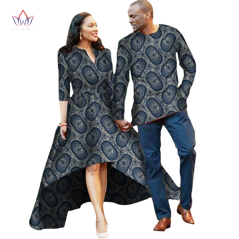 Африканская пара одежды для влюбленных платье Vestidos Мужская рубашка традиционные платья Африканский принт Дашики размера плюс 4xl BRW WYQ05