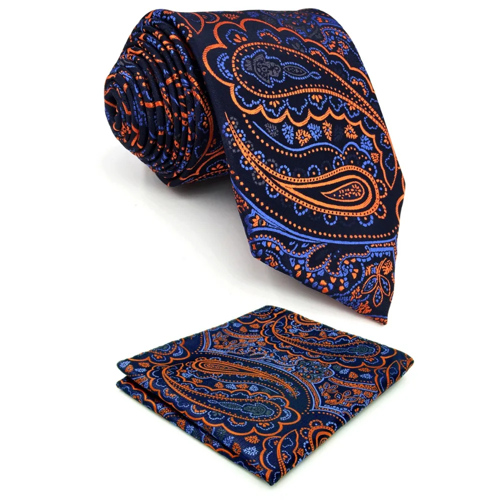 

Q8 Extra Long Floral Azure Golden Yellow Royal Blue Mens Tie Set Ties Pocket Square Silk Fashion 63" Slim