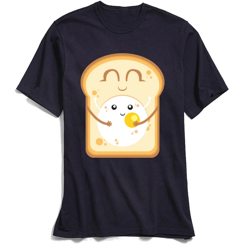 CoolStreet Short Sleeve Tops Shirt Summer/Autumn Latest Crewneck 100% Cotton Tee Shirt Men Top T-shirts Hug the Egg!  Hug the Egg! navy