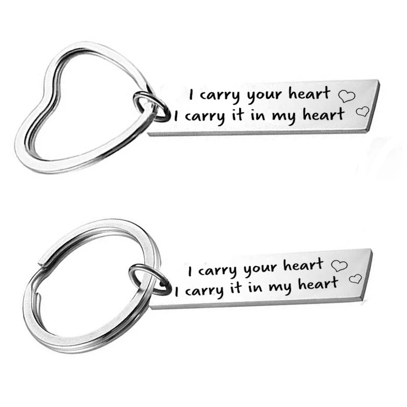 Брелок из нержавеющей стали с надписью I Carry Your Heart In My | Украшения и аксессуары