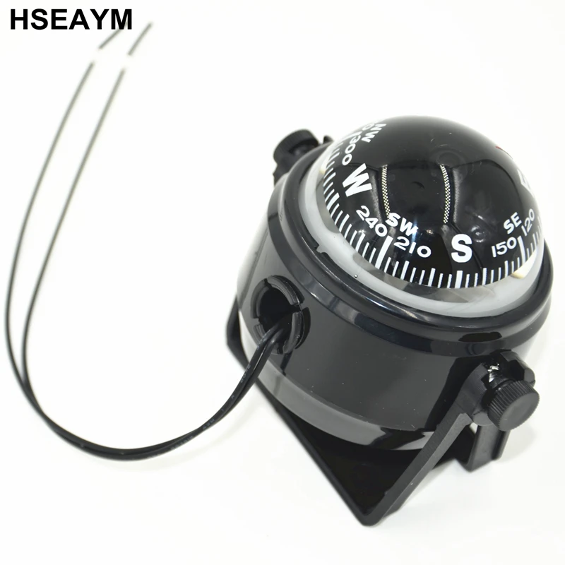 HSEAYM LED مركبة سفينة البوصلة العالمي سيارة قابل للتثبيت و التأرجح Lensatic والملاحة المواقع سيارة-borrne البوصلة