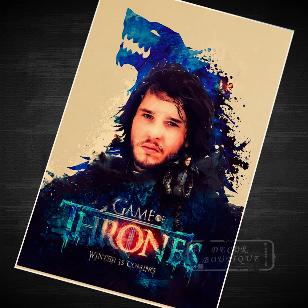 Winter is Coming John Snow Game of Thrones Comics Vintage Classic Retro Canvas Frame Poster DIY Wall Posters Home Decor Gift | Дом и сад