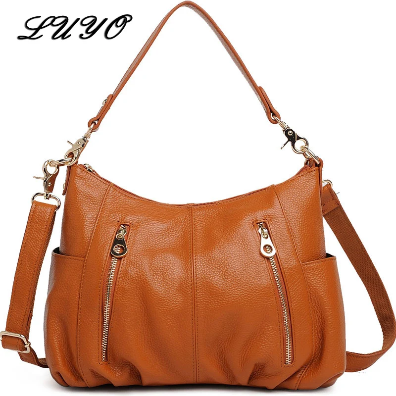 

LUYO Genuine Leather Bags For Women Shoulder Bag Female Hand Bag Luxury Handbags Women Messenger Bags Designer Bolsas Postman
