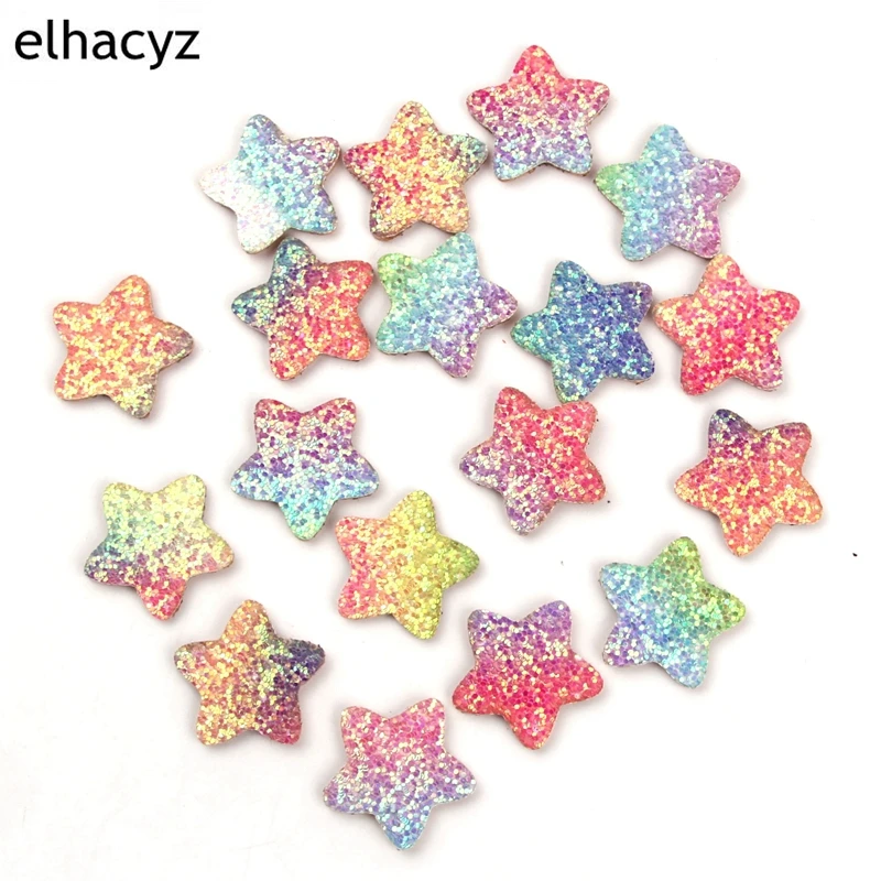 100Pcs/Lot Rainbow Felt Pads 3cm Glitter Stars For DIY Hair Accessories Girls Clips Headband Headwear |