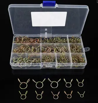 

200Pcs/Box Vacuum Spring Clamps Fuel Oil Water CPU Hose Clip Pipe Tube Clamps Metal Band Clamp Assortment
