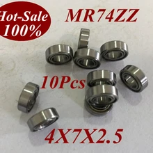 10 шт. низкий шумный mr74zz mr74z mr74-zz 4x7x2,5 4*7*2,5 шарикоподшипником микро миниатюрный Малый подшипник, подшипник двигателя