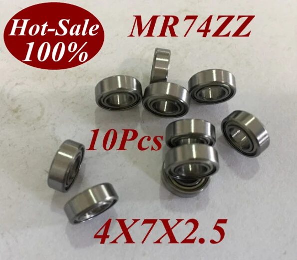 

10pcs Low noisy mr74zz mr74z mr74-zz 4x7x2.5 4*7*2.5 Deep groove ball bearing micro miniature small bearing motor bearing