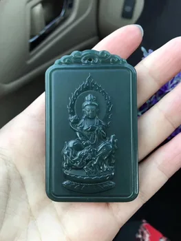 

Natural Xinjiang Hetian Qingyu Manjushri Party Pendant hp364#