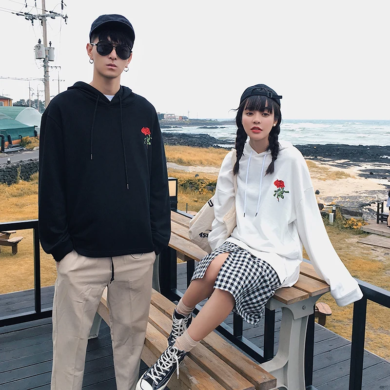 

Fashion Casual Men's Hoodie Spring And Autumn New S-2XL Embroidery Cotton Loose Pullover White Black Personality Youth Popular