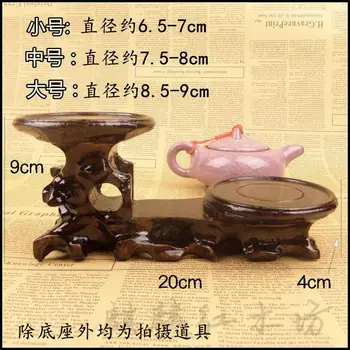 

Kylin rosewood crafts wood carving jade stone backgammon teapot can be dug round base saucer
