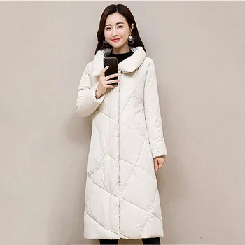 

New 2019 Winter Solid color Long Parkas Women Warm Slim fit Cotton Coat Long sleeve Simple Cotton Jacket Female Outwear YH353
