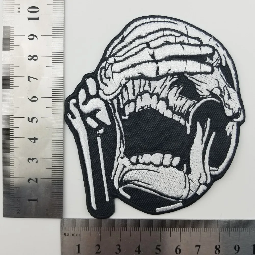 See No Evil Skull Iron on Patch Motorcycle Biker Club MC Back Jacket Vest Embroiderd Patch (5)