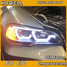 KOWELL автомобильный Стайлинг Головной фонарь для X5 фары 2007-2013 E70 Ангел глаз светодиодный DRL сигнальная лампа Hid би ксенон авто аксессуары