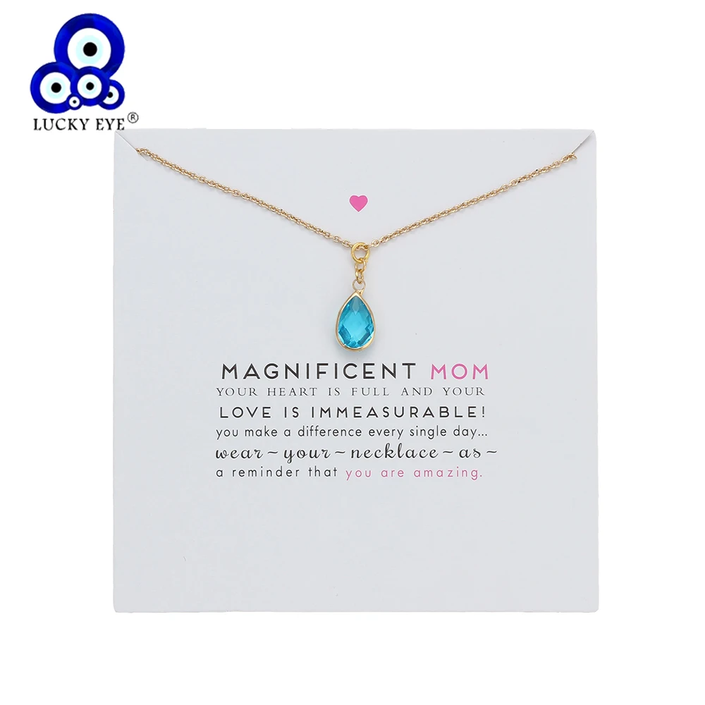 Кристаллическое ожерелье Lucky Eye в форме капли воды красочное цепочка с подвеской