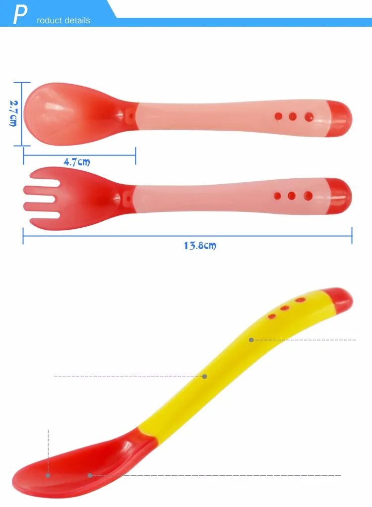 Satety ложка для кормления ребенка и вилка, детская посуда, набор, красочная противоскользящая детская ручка, обучающая посуда, детские блюда