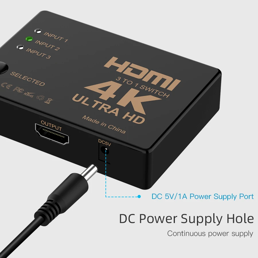 4 K/2 K/1080 P HDMI сплиттер 3 входа 1 выход концентратор HDMI видео переключатель для дисплея DVD HDTV для Xbox PS3 PS4