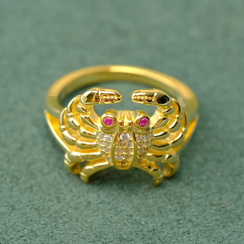 

Local focal silver 925 zircon gold crab ring