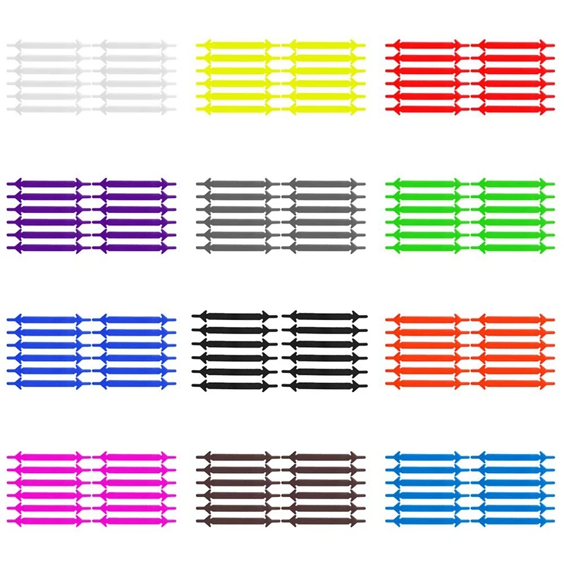 Elastic Shoelaces Silicone Shoe laces No Tie Adult Child Sneakers Flat Shoelace Outdoor Leisure Lazy laces 12 Pcs/ 1 package