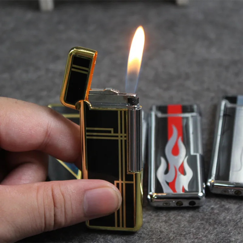 

Flip Side Grinding Wheel Sanding Portable Jet Gas Inflated Butane Oil Metal Lighter Multiple colors to choose from