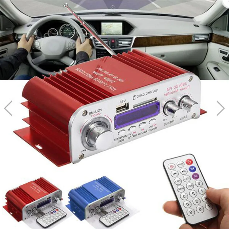

12V 2 Channel Powerful Sound Smart Mini Amplifier HiFi Digital Stereo Home Motorcycle Auto Power Amplifier MP3 USB FM Radio SD