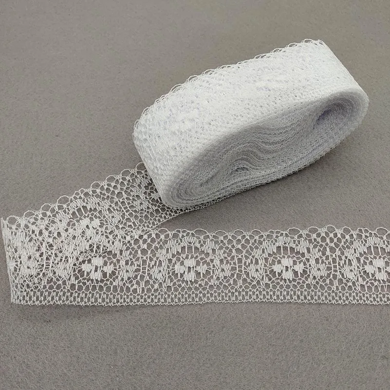 

Hot 10 Yards High Quality White Lace Ribbon Tape 40MM Lace Trim DIY Embroidered For Sewing Decoration African Lace Fabric Ribbon