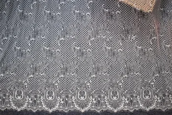 

off white and black vantage look women dress french Chantilly guipure chemical lace fabric cheap home decorative material