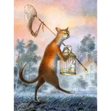 DIY Digital Paint Cartoon Cat Oil Painting Number Digital Canva Wall Picture Home Living Room Cafe