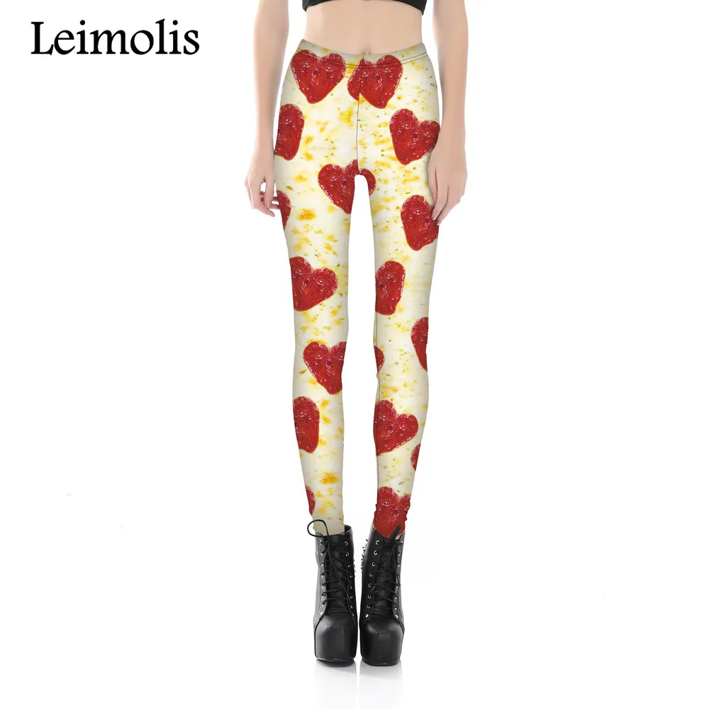

Leimolis 3D printed fitness push up workout leggings women Pizza heart plus size adventure time punk rock pants