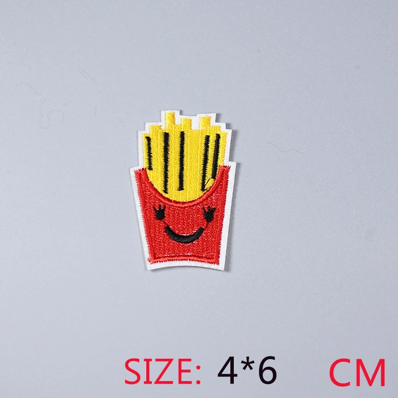 

1Pc smile French fries beautiful Iron On Embroidered Patch For Cloth Cartoon Badge Garment Appliques