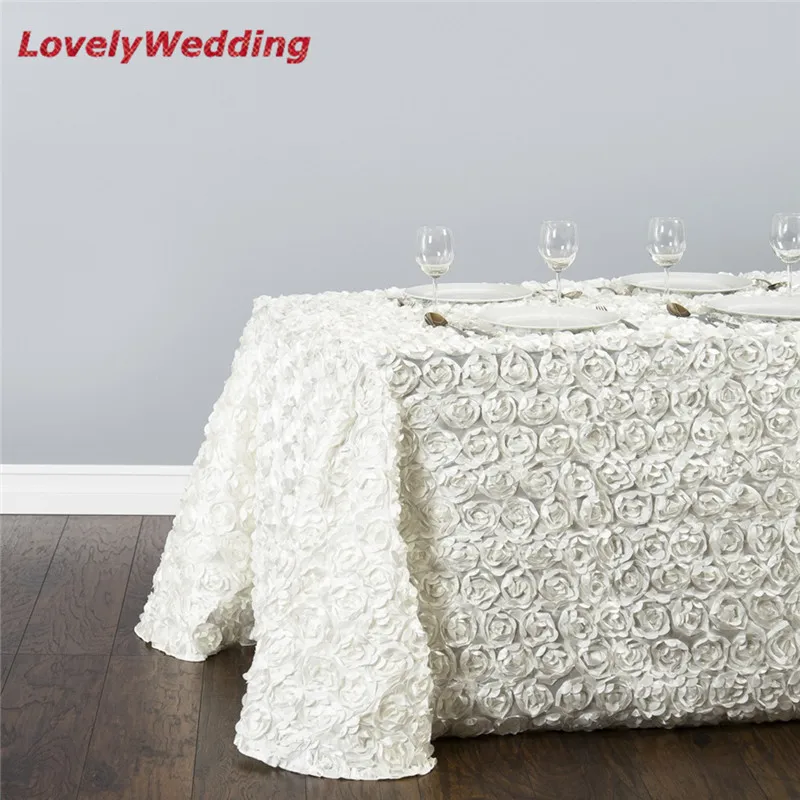 Rose Embroidery Table Linens Wedding Decoration 2pcs Lot Rose Embroidery Table Linens Wedding Decoration 2pcs Lot Rectangular Rosette Satin Tablecloth Cover In Tablecloths From Home Garden