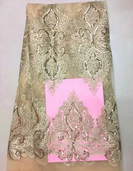 

The latest arrival in 2018 is a beautiful French lace net with sequins, a gold and fashionable bright African lace fabric YYZ005