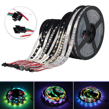 

NEW Full Color WS2812B LED Strip DC5V 30LED 60LED 144LED Black / White PCB RGB Smart Pixel control Led Strip