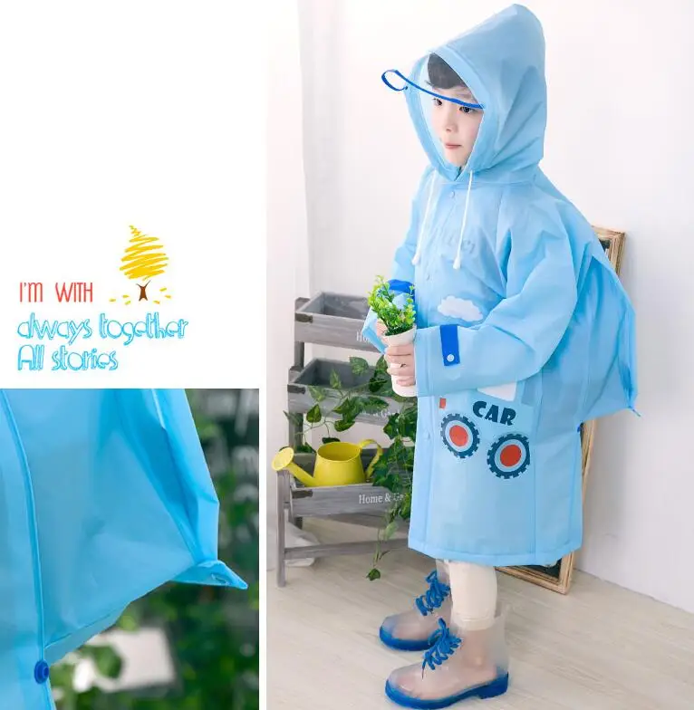 5.Students Raincoat With School Bags Cool Children Rain Coat Kids rain Jacket pocket Waterproof Rain Suit Children Raincoat Long Rain jacket