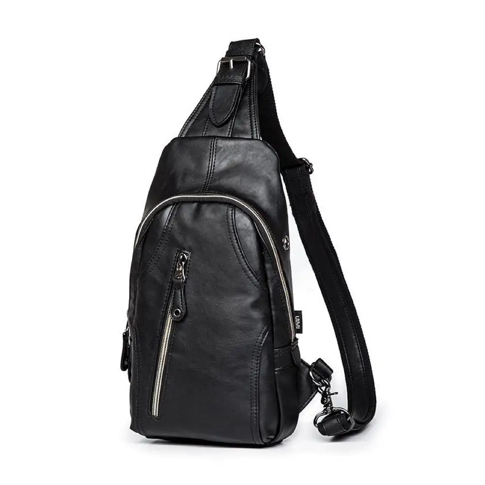 

UIYI Brand Fashion Handbag Men PU Leather Single Shoulder Black Chest Pack Messenger Sling Crossbody Bag For Teenagers 150049