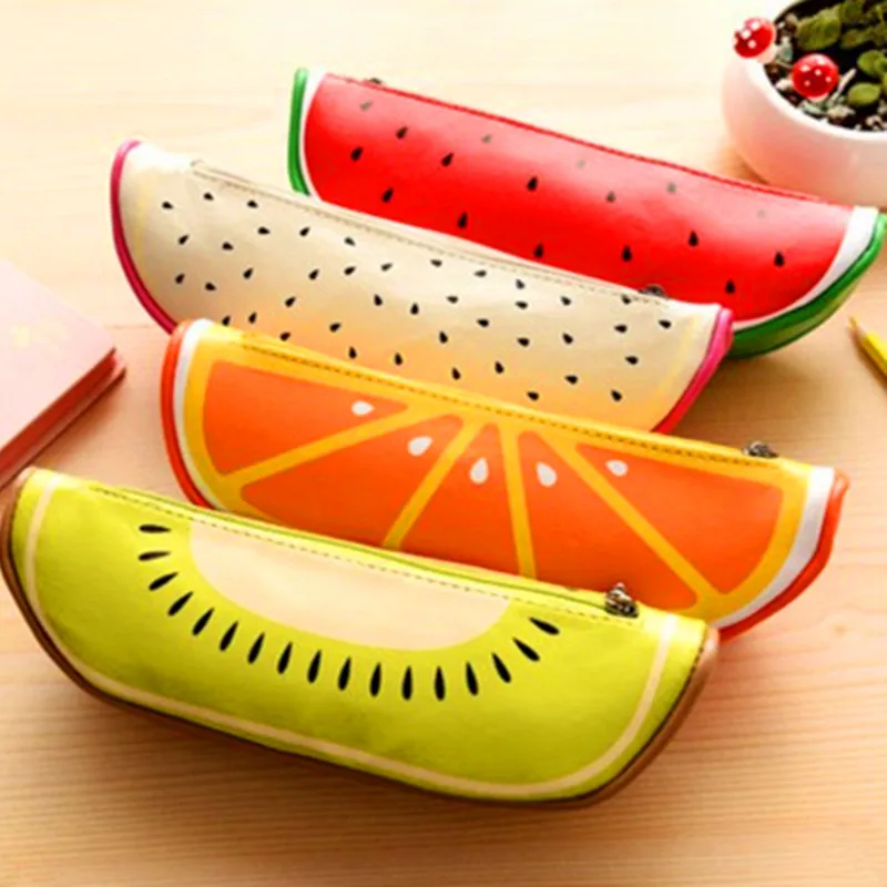 

New Cute Fruit pencil-case school pencil case bag Gift pencilcase Fruit Creative PU pouch kalem kutu papeleria plumier pen bag