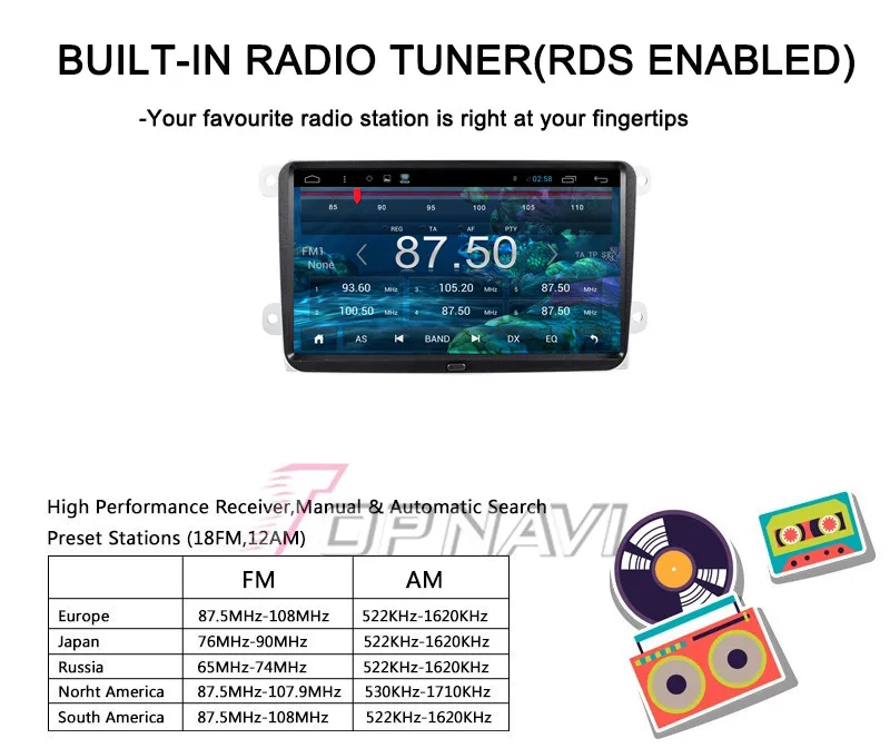 Discount Topnavi 9" Quad Core Android 6.0 Car GPS Navigation for VW Magotan Autoradio Multimedia Audio Stereo,NO DVD 24
