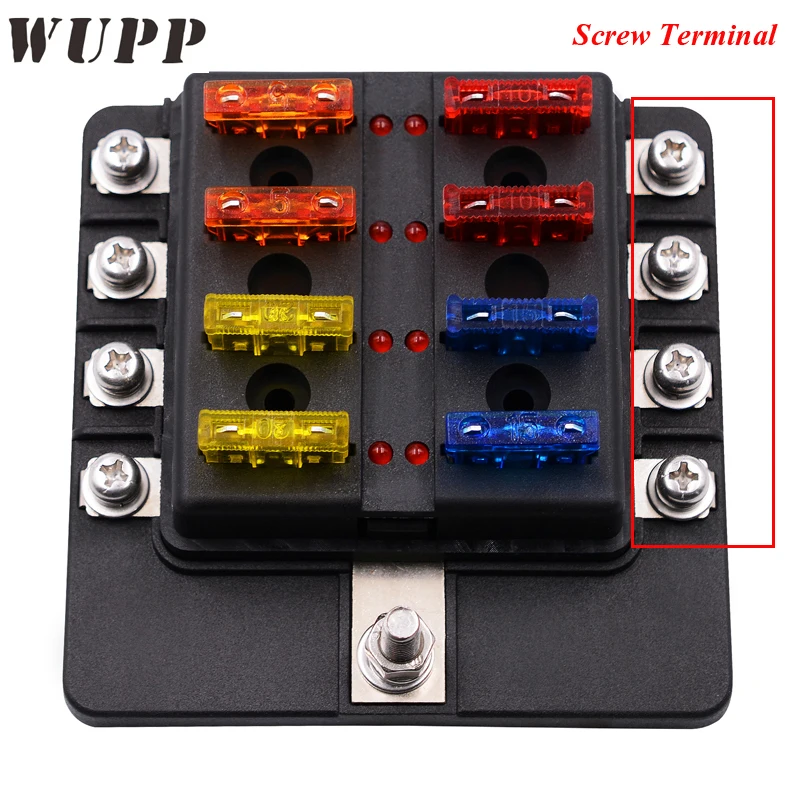 

Auto 32V 8 Way Fuse Box Block Waterproof Fuse Holder Box Circuit Car Blade Car Fuse Accessory With Led Indicator Screw Terminal