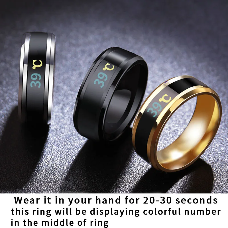 BEIER, модное умное измерительное кольцо с термометром, нержавеющая сталь 316L, простые Креативные Свадебные ювелирные изделия для пары