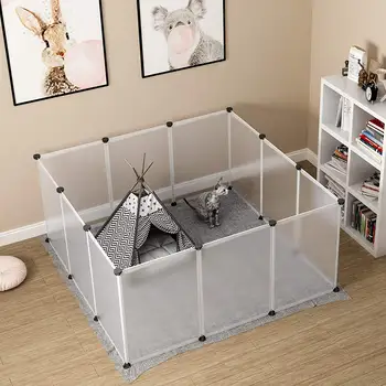 

Pet Playpen Puppy Crate Kennel Rabbit Fence Panels Wire Exercise Pen Cage Yard Large Portable Foldable for Small Animals Rat