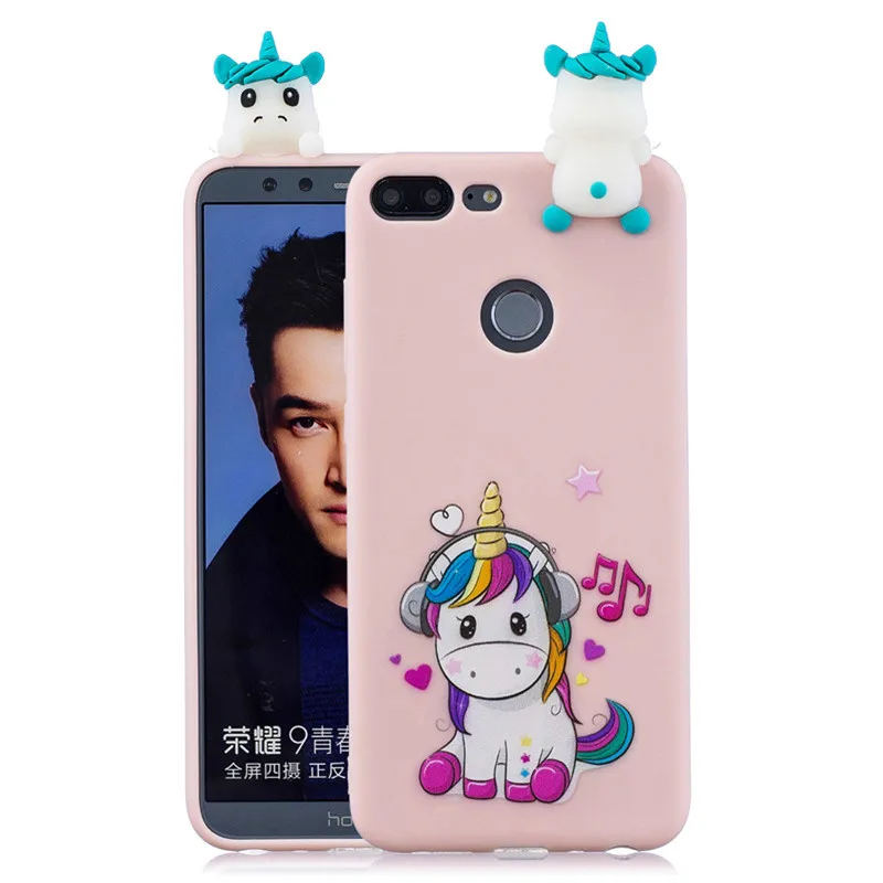 Мягкий силиконовый чехол для Huawei Honor 9 Lite с объемным единорогом Etui 8A 8C 8X Чехлы