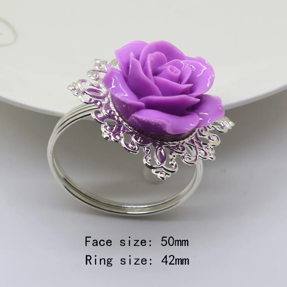 Fasion 5 шт. фиолетовые розы декоративные серебристые кольца для салфеток держатель для салфеток свадьба; вечеринка украшение стола интимные аксессуары