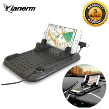 Yianerm Car Phone Holder Anti- slip Silicone Pad Magnetic Charging Stand Base For iPhone Android Charging Cable Phone Support