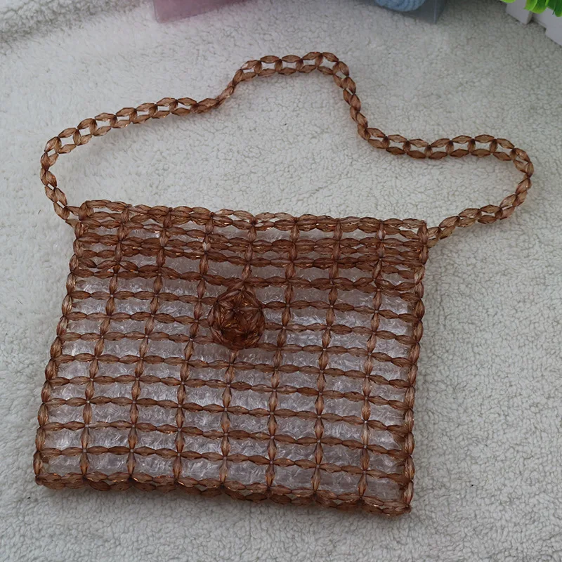 خمر الرجعية مطرز اللؤلؤ اليد النسائية الصغيرة حزب مخلب المغلف أعلى-حقائب بيد المرأة الجوف خارج البني بيرل فليب يد