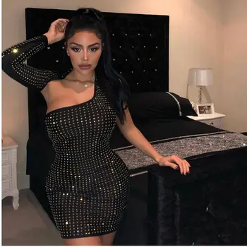 

Summer 2019 Mini Dress Sexy Celebrity Backless Flare Sequined Women Full Strapless Night Club Body con Party Dresses Wholesale